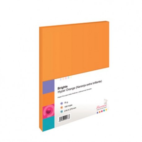 PAPEL BOND BRIGHTS NARANJA NEON TAMANO CARTA 100HJS 75GRS - Envío Gratuito