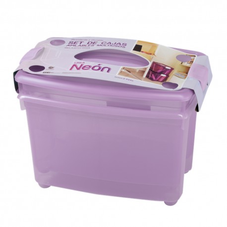 Caja de Plastico Duopack 23 Litros Color Lila - Envío Gratuito