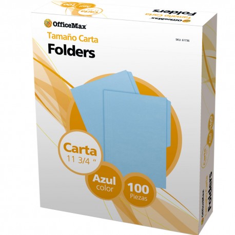 FOLDER CARTA AZUL OMX 100PZ 178GRS - Folder Officemax Carta Azul 100pz - Envío Gratuito