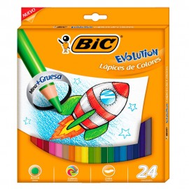 Colores Bic Evolution Grueso 24 pzas - Envío Gratuito