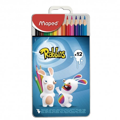 Lapices de Colores Maped Rabbids Caja Metálica 12 piezas - Envío Gratuito