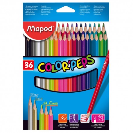 Lapices de Colores Color Peps 36 Piezas - Colores Pep´s Maped 36 Piezas caja de Carton - Envío Gratuito