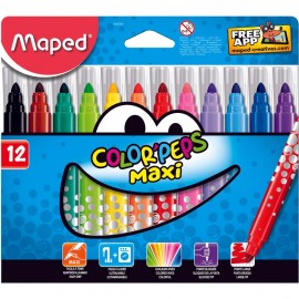 PLUMONES DE COLORES MAXI ESTUCHE 12 PIEZAS - Envío Gratuito