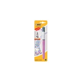 Boligrafo Bic mediano, 4 colores en 1, barril metálico - Envío Gratuito