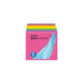 NOTAS ADHESIVAS NEON 6 BLOCKS DE 100H C/U - Notas Adhesivas OfficeMax Neon 6 Blocks De 100H - Envío Gratuito